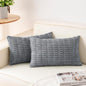 Pack of 2 Corduroy Decorative Throw Pillow Covers 12x24 Inch, Light Grey | Fall by Unknown