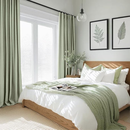 INOVADAY Sage Green Curtains 100% Blackout Curtains - Image 5