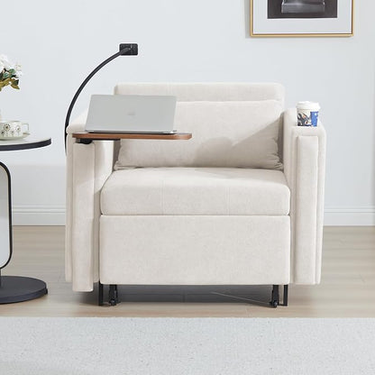 LEVNARY 3-in-1 Convertible Chair Pull Out Bed, Single Sofa Chair Sleeper - Image 7