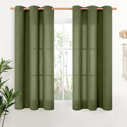 YoungsTex Olive Linen Curtains 54 Inch Length 2 Panels by YoungsTex
