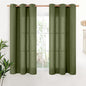 YoungsTex Olive Green Linen Curtains 45 Inch Length 2 Panels by YoungsTex