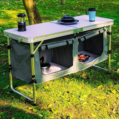 CampLand Outdoor Folding Table Aluminum Lightweight Height Adjustable - Image 2
