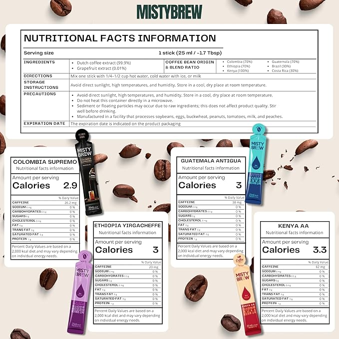 Cold Brew Coffee Concentrate liquid, Single Serve Coffee Sticks, MistyBrew, Imported from Korea, Premium coffee (10 sticks, Supremo)