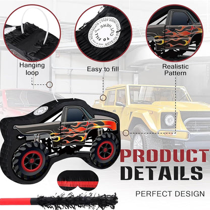 Car Pinata with Stick & Hanging Loop Mexican Pinata Game for Boy Truck Party Decorations Car Theme Birthday Carnival Party Supplies