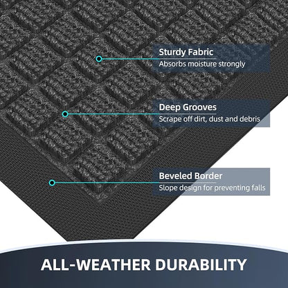 Front Door Mat Outside Entrance, Heavy Duty Waterproof Doormat | 35.5"x24" - Image 4