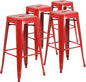 Flash Furniture Lily 4 Pack Commercial Grade 30" High Backless Red Metal by FlashFurniture