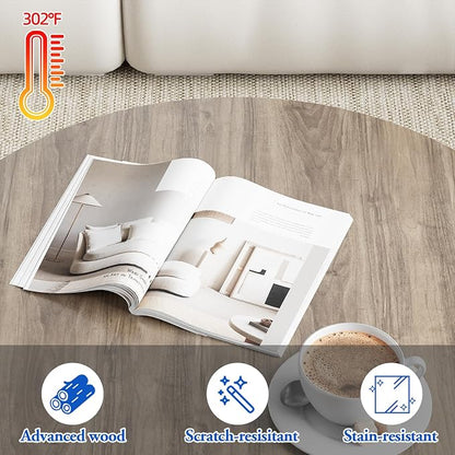 aboxoo Coffee Table Nesting Side Round Table Set of 2 End Table - Image 7