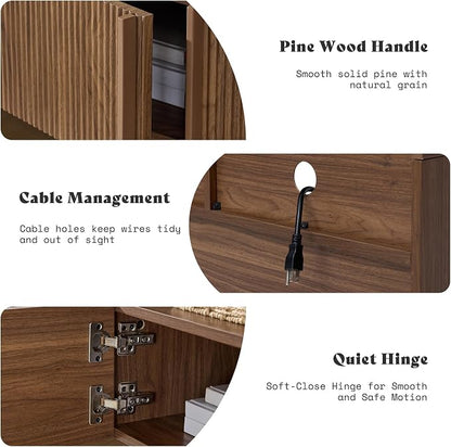 AMERLIFE 70" Fluted Wood TV Stand - Image 6