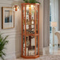 Corner Curio Cabinet, Light Bulb Inclued, Wine Bar China Cabinet by CKEASEANFurniture
