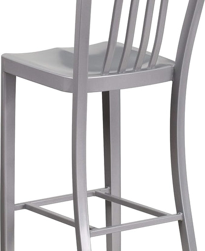 Flash Furniture Commercial Grade 30" High Silver Metal Indoor-Outdoor Barstool - Image 6