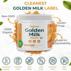 Organic Golden Milk Powder with Vitamins D3 & K2, Turmeric, Ginger, Curcumin, Cinnamon, KSM66 Ashwagandha, Holy Basil & Natural Prebiotics– Delicious Unsweetened Turmeric Tea Latte - 3 Pack