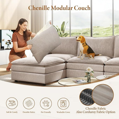 Vesgantti 108" Modular Sectional Sofa, Comfy Cloud Couch - Image 6