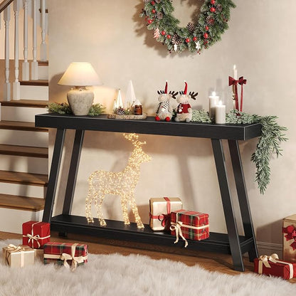 Huuger Console Table with Charging Station, USB-C Port, 2 Tiers Entryway Table - Image 6
