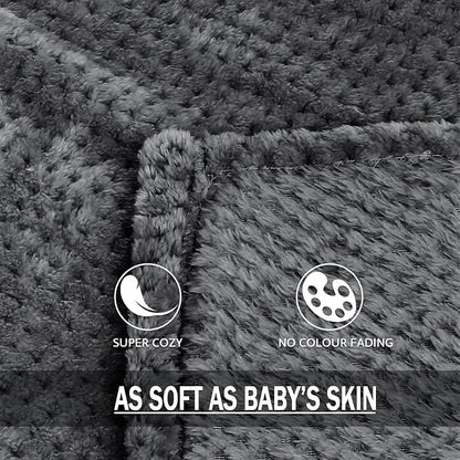 Exclusivo Mezcla Soft Waffle Fleece Bed Blanket Queen Size, Cozy Flannel - Image 7
