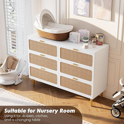 GarveeHome Rattan 6 Drawer Dressers - Image 5