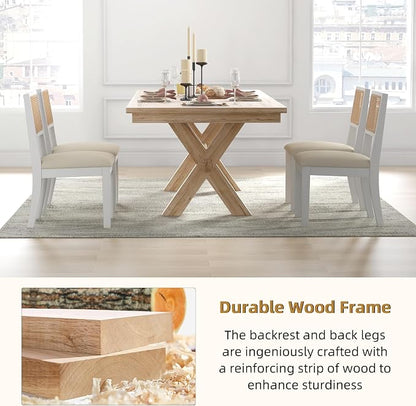 Westice Rattan Dining Chairs Set of 6, Farmhouse Natural Dining Room Chairs - Image 6