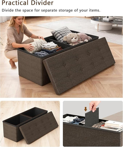GLAXYFUR 43 Inches Folding Storage Ottoman Bench, Storage Chest, Footrest - Image 3