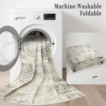 3x8 Washable Runner Rug：Modern Abstract Soft Carpet Ash Brown | - Image 6