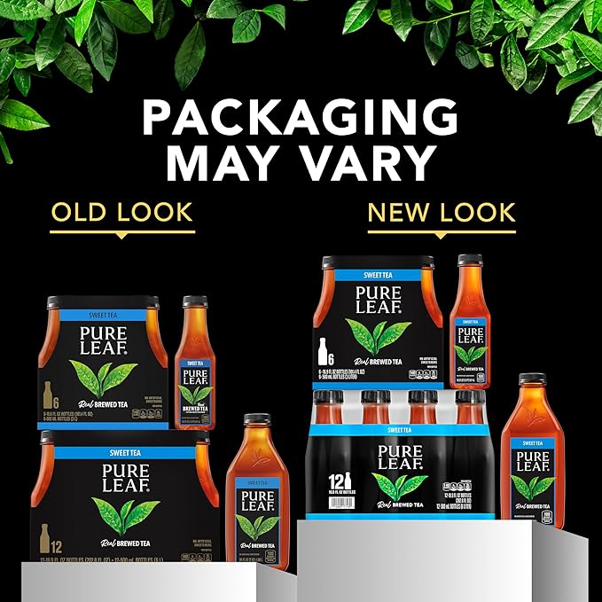 Pure Leaf Iced Tea, Sweetened 3 Flavor Variety Pack, 18.5 Fl Oz Bottles (Pack of 12)