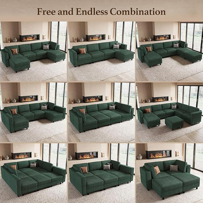 Belffin 114.2" 8 Seats Modular Sectional Sofa U Shaped Couch - Image 8