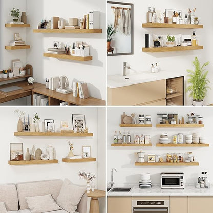 fuqing Floating Shelves for Wall, Wall Mounted Wood Floating Shelf - Image 7