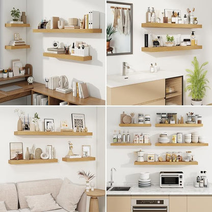 fuqing Floating Shelves for Wall, Wall Mounted Wood Floating Shelf - Image 7