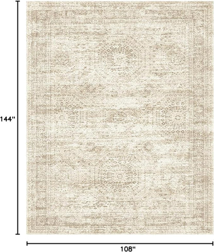Soalmost 9x12 Area Rugs for Living Room Washable Rug Non-Slip Beige | Large - Image 2