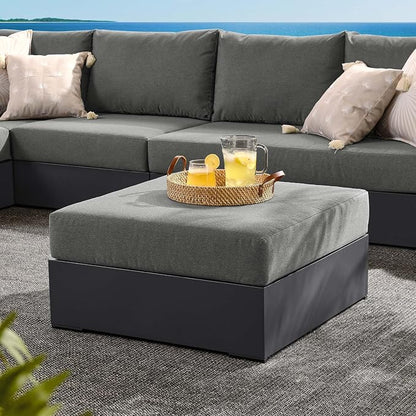 Modway Tahoe Aluminum Ottoman in Gray Charcoal - Image 2