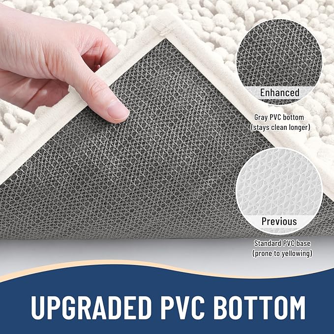 Arotive Luxury Chenille Bathroom Rug Mat, Extra Soft Thick Absorbent Shaggy Bath Rugs, Non-Slip Machine Wash Dry, Plush Bath Mats for Bathroom, Shower and Tub, 40x32, Ivory