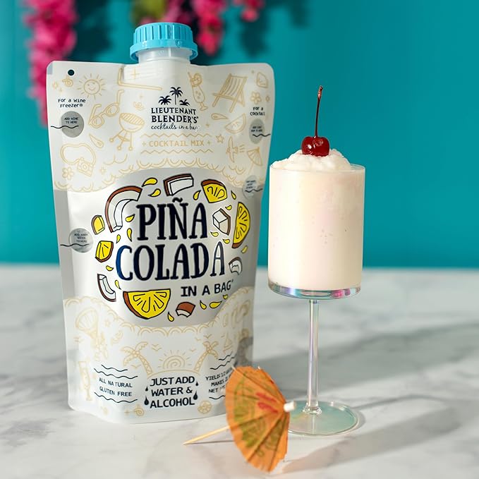 Lt. Blender's Pina Colada in a Bag – Pina Colada Drink Mix - Each Bag Makes 1/2 Gallon of Slushie Pina Colada Mix – Cocktail Mix - Make a Cocktail, Wine Slushie or Mocktail - (Pack of 4)