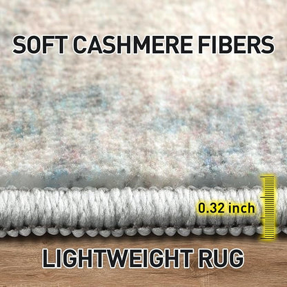 10x14 Area Rugs for Living Room: Washable Abstract Multi Color Carpet | - Image 7