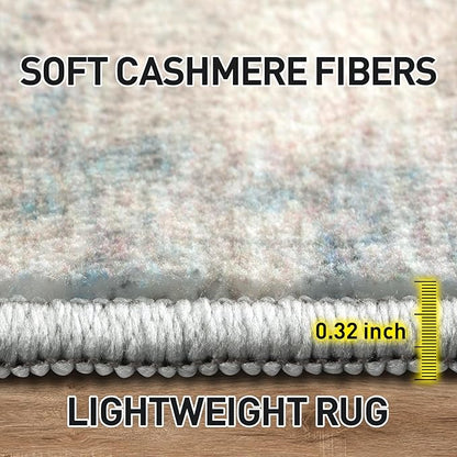 5x7 Area Rugs for Living Room: Washable Abstract Multi Color Badroom Carpet | - Image 6