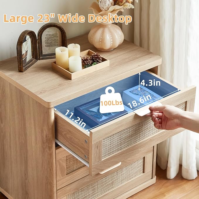 LEYAOYAO Rattan Night Stand Set of 2 - Image 4