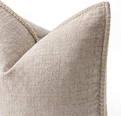 MIULEE Decorative Couch Throw Pillow Covers 18x18 Inch Taupe 2 Pack | Farmhouse - Image 2