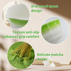Matcha Whisk Set 7 Pcs Ceremony Kit - Gradient Glaze Ceramic Bowl, Bamboo Chasen & Holder, Sifter Scoop Gift for Matcha Lovers (Christmas/Birthday) (Green)