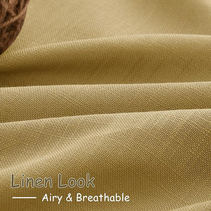 Gold Linen Curtains 63 Inches Long 2 Panel Sets - Image 5