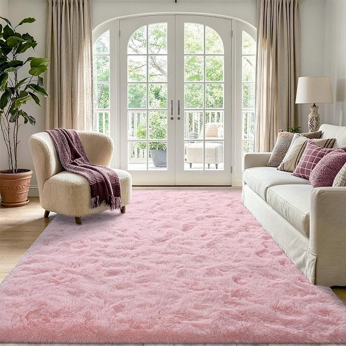 5x7 Pink Fluffy Soft Area Rug Non-Slip - Image 2
