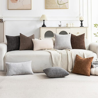 Set of 4 Soft Textured Throw Pillow Covers 18x18 Inch Cozy Decorative Farmhouse - Image 3