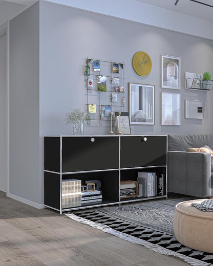 Metal Sideboard with 2 Flap Doors, DIY Modern Home Furnishing, Foyer - Image 2