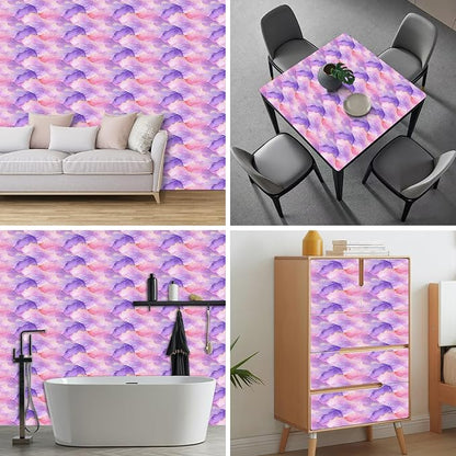 HOMETITUTE Pastel Watercolor Wallpaper Peel and Stick Purple Pink Gradient - Image 8