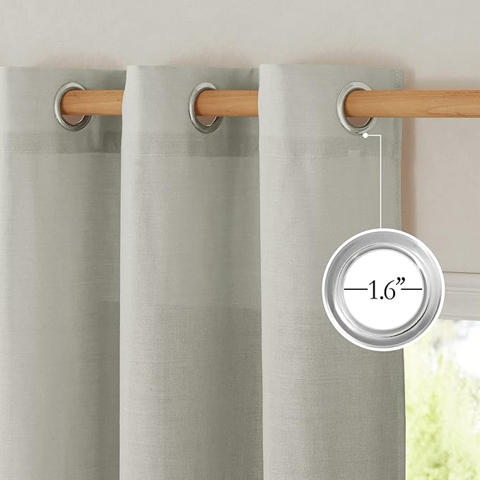 NICETOWN Thick Semi Sheer Linen Gray Curtains - Image 3