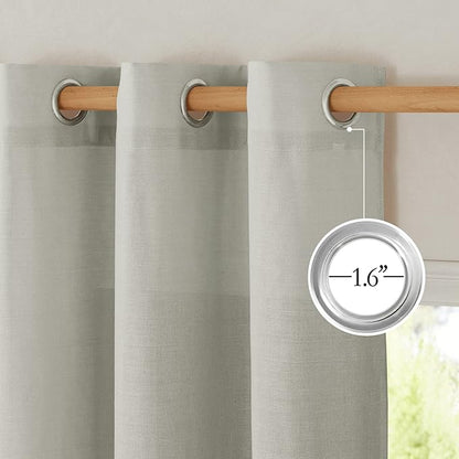NICETOWN Thick Semi Sheer Linen Gray Curtains - Image 3