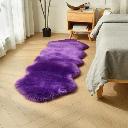duduta Purple Faux Sheepskin Runner Rugs 2x6 ft, Fluffy Fur Couch Covers | Shag by duduta