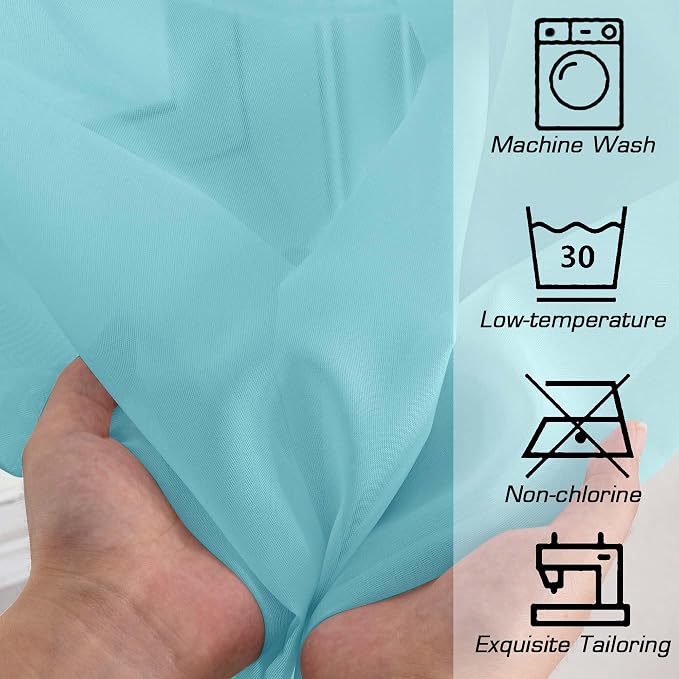 Simplebrand Aqua Sheer Curtains 84 Inches Long, Light Filtering Rod Pocket - Image 5