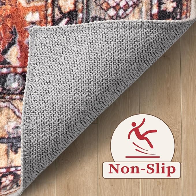 SERISSA 4ft Washable Non Slip Round Boho Area Rug - Image 4