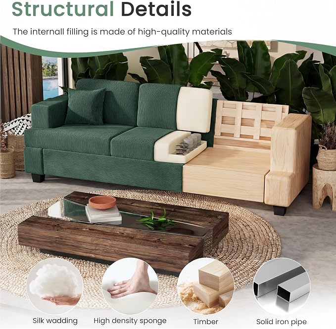 YOUDENOVA Sofa Couch, 3 Piece Set Comfy Sofa, 2 Loveseat & 3 Seater Sofa - Image 7