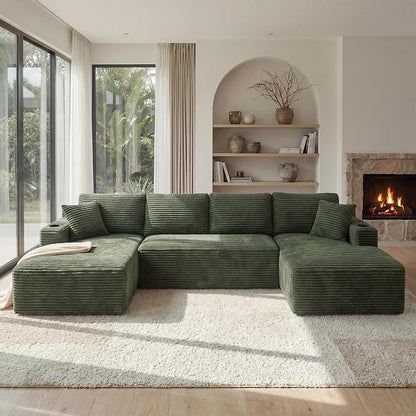 125 Inch Modular Sectional Sofa, Cloud Couch Oversized U Shaped Corduroy Sofa - Image 5