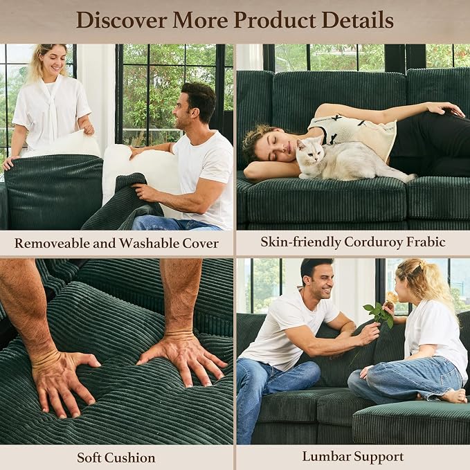 Belffin U Shaped Sectional Sofa Couch Modular Sectional Sofa - Image 5