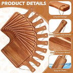 Tanlade 16 Pcs Acacia Wood Cutting Board with Handle Chopping Boards Decorative Charcuterie Platter Pizza Bread Cheese Fruit Serving Tray for Kitchen Counter Table Christmas Decorate(14 x 8 Inch)