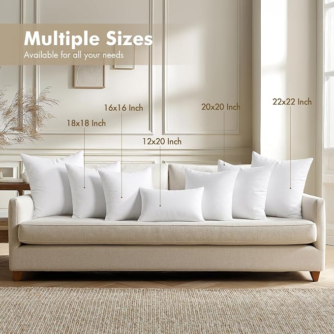 MIULEE 12x12 Pillow Inserts 4 Pack, 100% Virgin Fiber Filling Throw Pillows | - Image 2